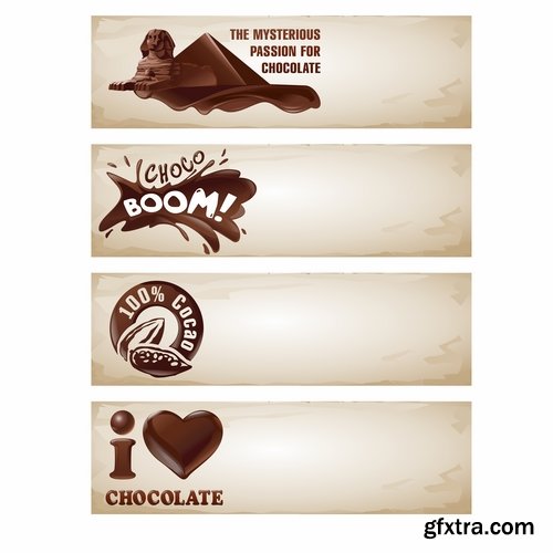 Collection of banner with eating a nut chocolate cake honey vector image 25 EPS