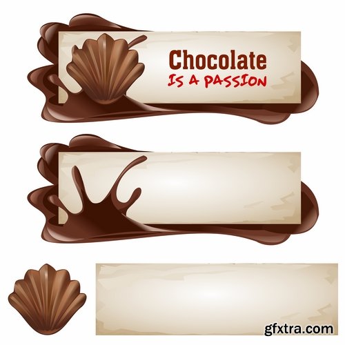 Collection of banner with eating a nut chocolate cake honey vector image 25 EPS