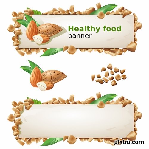 Collection of banner with eating a nut chocolate cake honey vector image 25 EPS