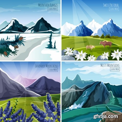 Travel Collection of infographics country camping equipment flyer banner vector image 25 EPS