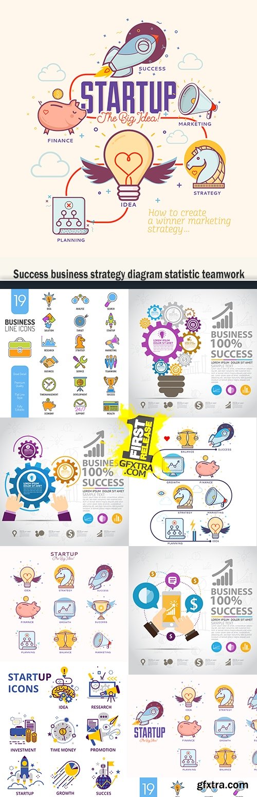 Success business strategy diagram statistic teamwork