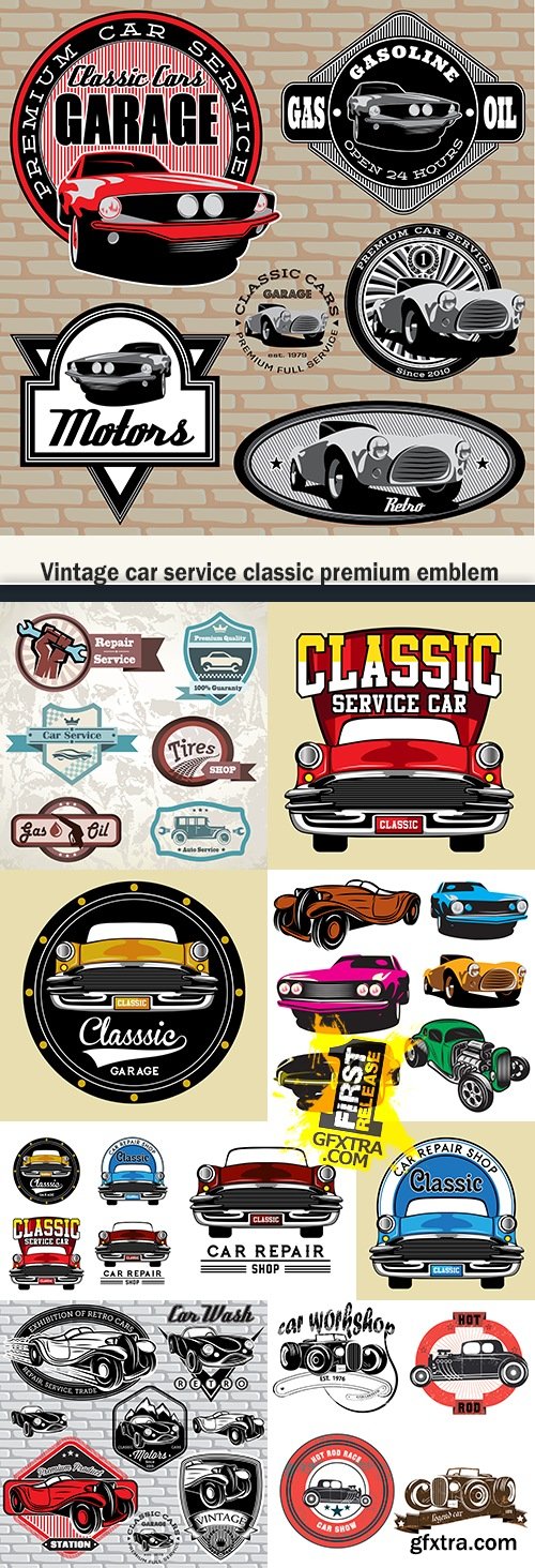 Vintage car service classic premium emblem