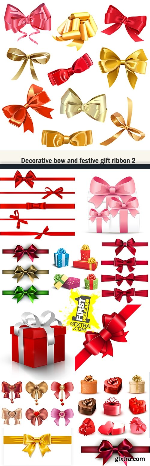 Decorative bow and festive gift ribbon 2