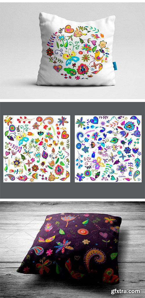 CM 1237451 - Floral Elements and Backgrounds Set