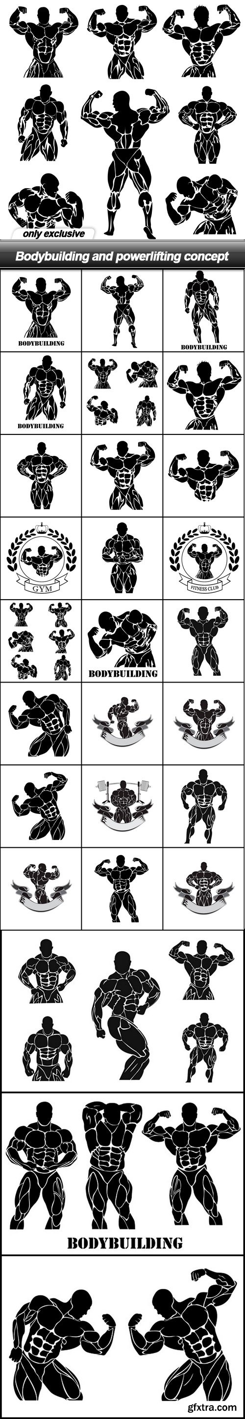 Bodybuilding and powerlifting concept - 28 EPS