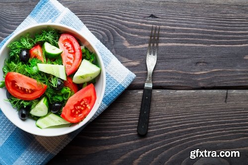 Collection of fresh vegetables salad vitamin wholesome food green tomato cucumber radish 25 HQ Jpeg