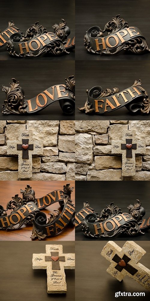 Faith Hope and Love Copper Scroll Decor