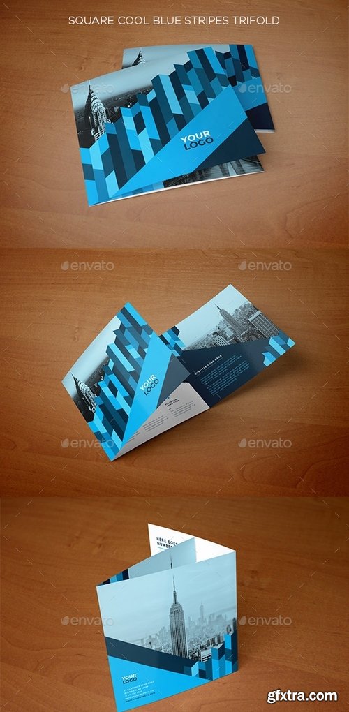 GraphicRiver - Square Cool Blue Stripes Trifold 14897356