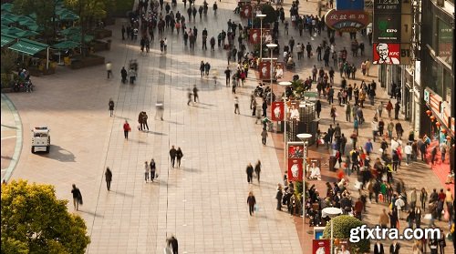 Pedestrians walking past stores on nanjing road shanghai china