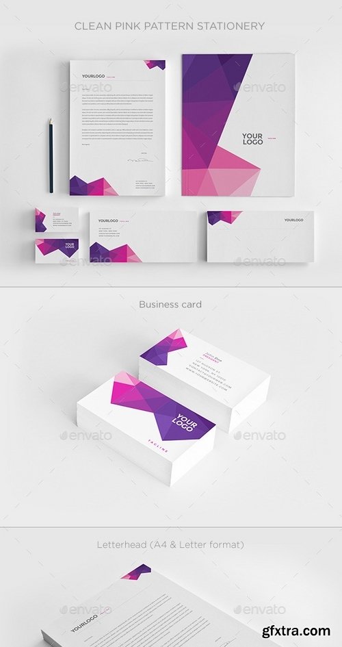 GraphicRiver - Clean Pink Pattern Stationery 12249044