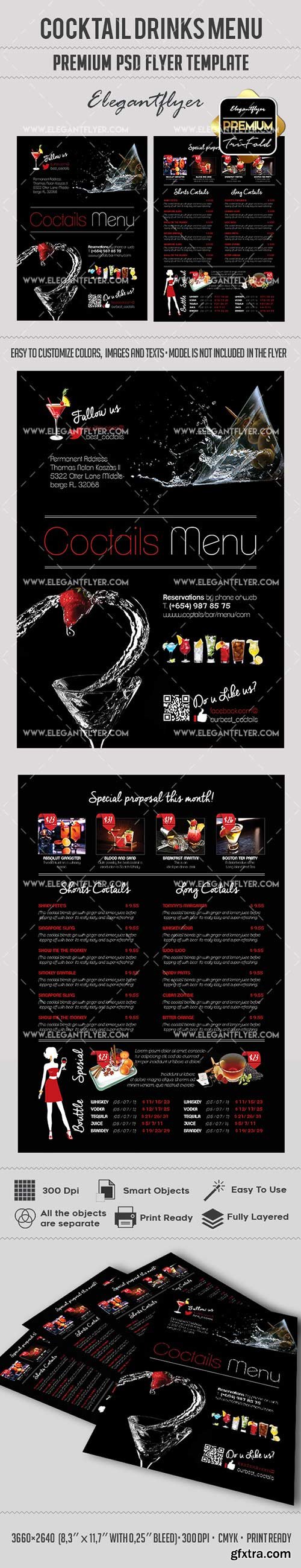 Cocktails Drinks Menu –Premium Flyer PSD Template