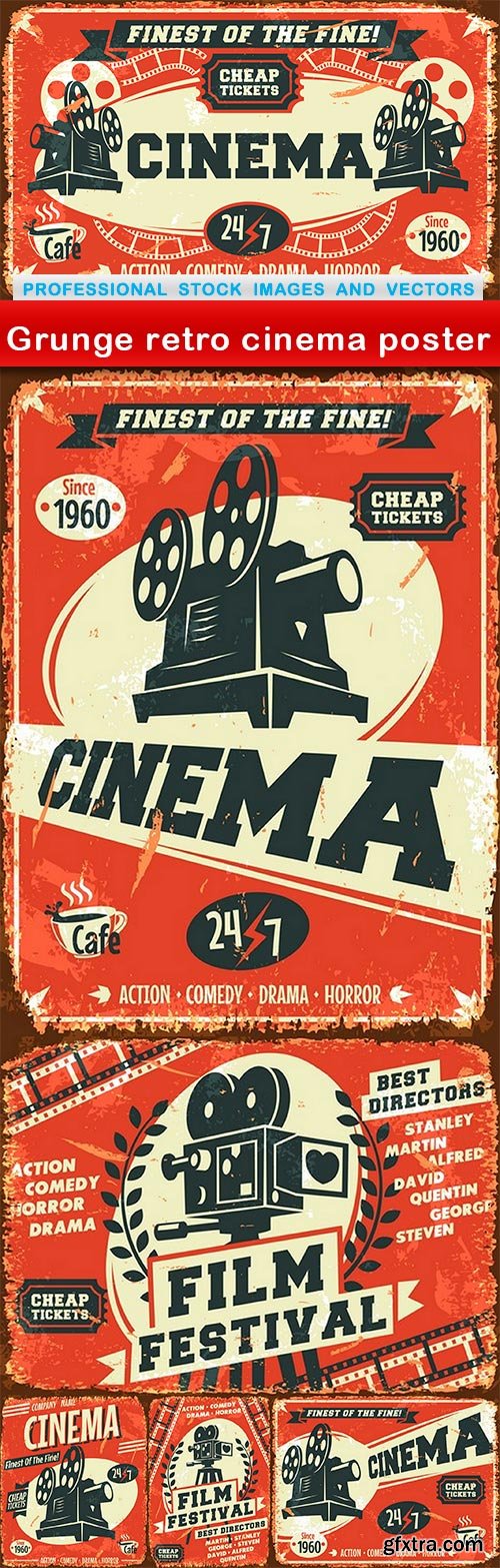 Grunge retro cinema poster - 6 EPS