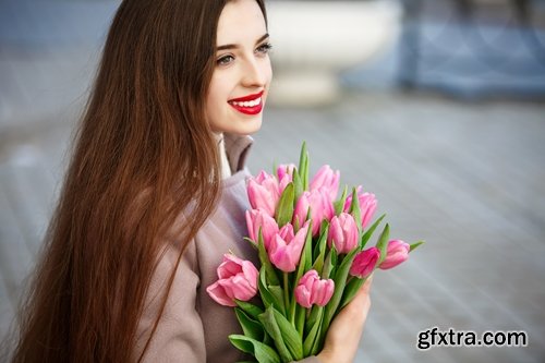 Collection of woman with tulip Mother\'s Day Women\'s Day flowers 25 HQ Jpeg