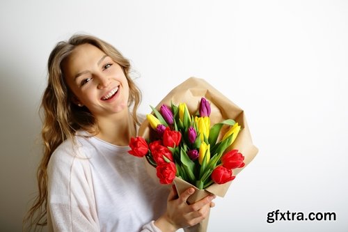 Collection of woman with tulip Mother\'s Day Women\'s Day flowers 25 HQ Jpeg