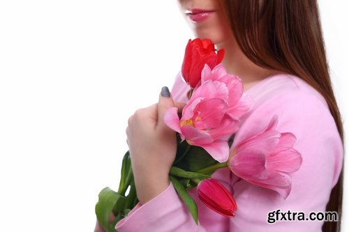 Collection of woman with tulip Mother\'s Day Women\'s Day flowers 25 HQ Jpeg