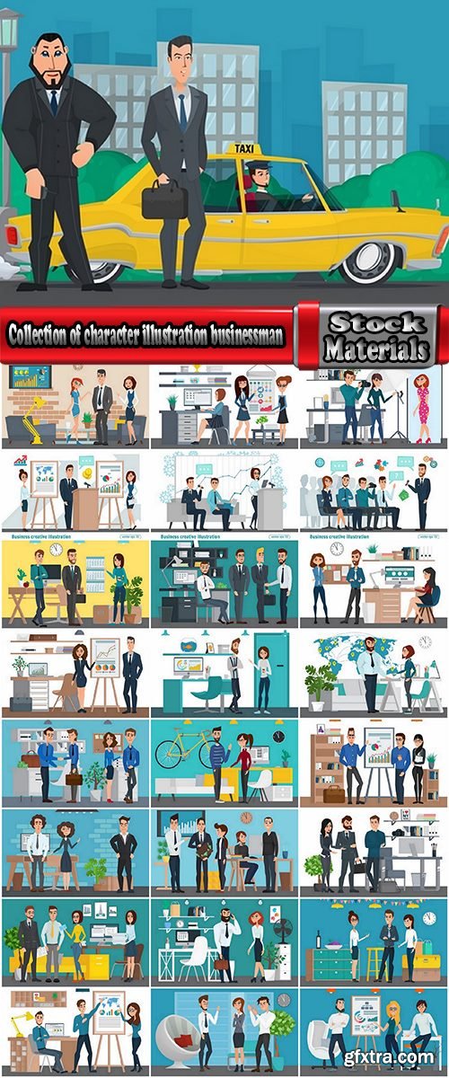 Collection of character illustration businessman drawing a picture book 25 EPS