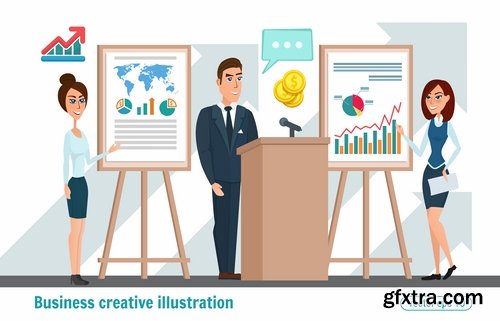 Collection of character illustration businessman drawing a picture book 25 EPS