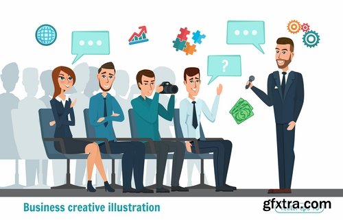 Collection of character illustration businessman drawing a picture book 25 EPS