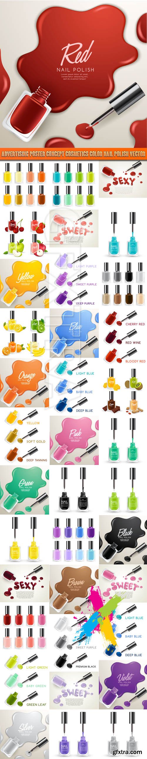 Advertising Poster Concept Cosmetics Color Nail Polish vector