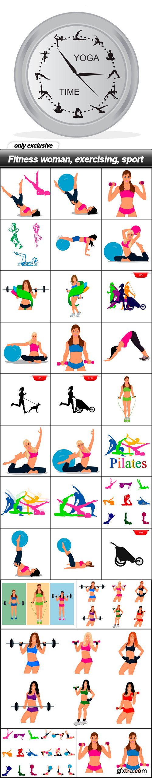 Fitness woman, exercising, sport - 30 EPS