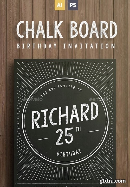 GraphicRiver - Chalkboard Birthday Invitation 14908738