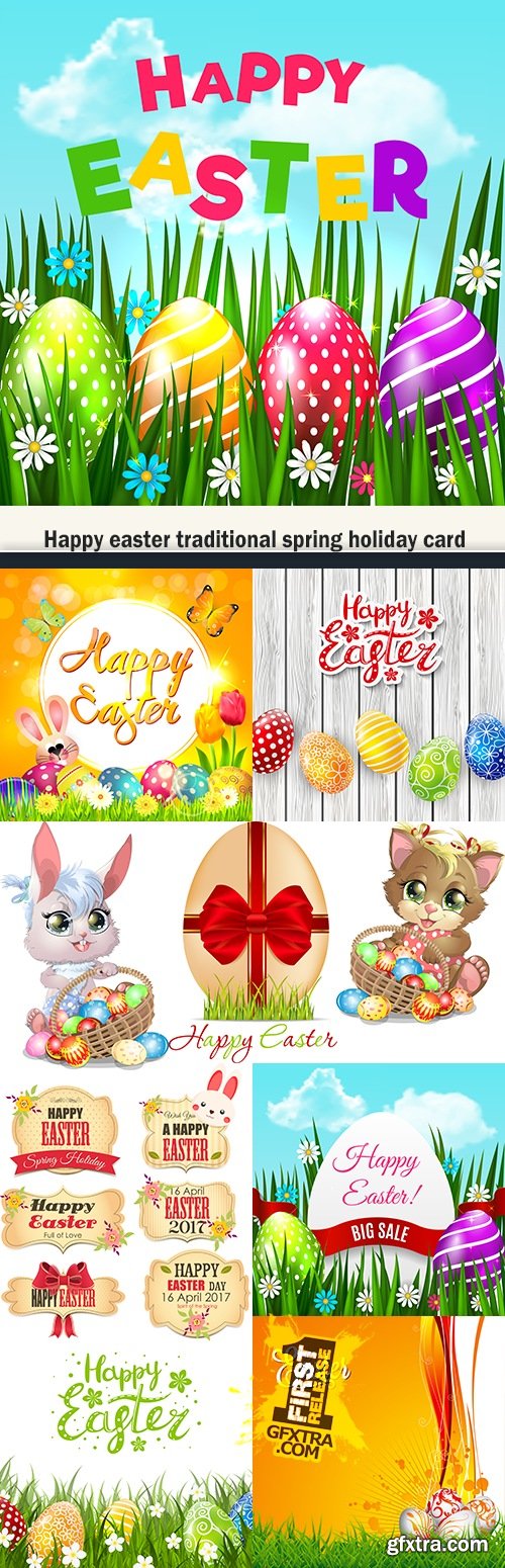 Happy easter traditional spring holiday card