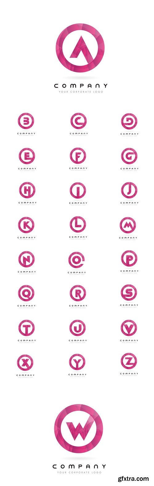 Vector Set - Letter Logo Design with Circular Purple Pattern 2