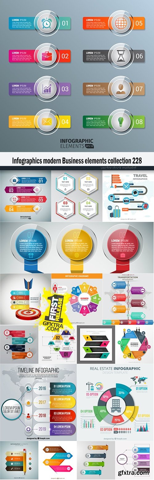 Infographics modern Business elements collection 228