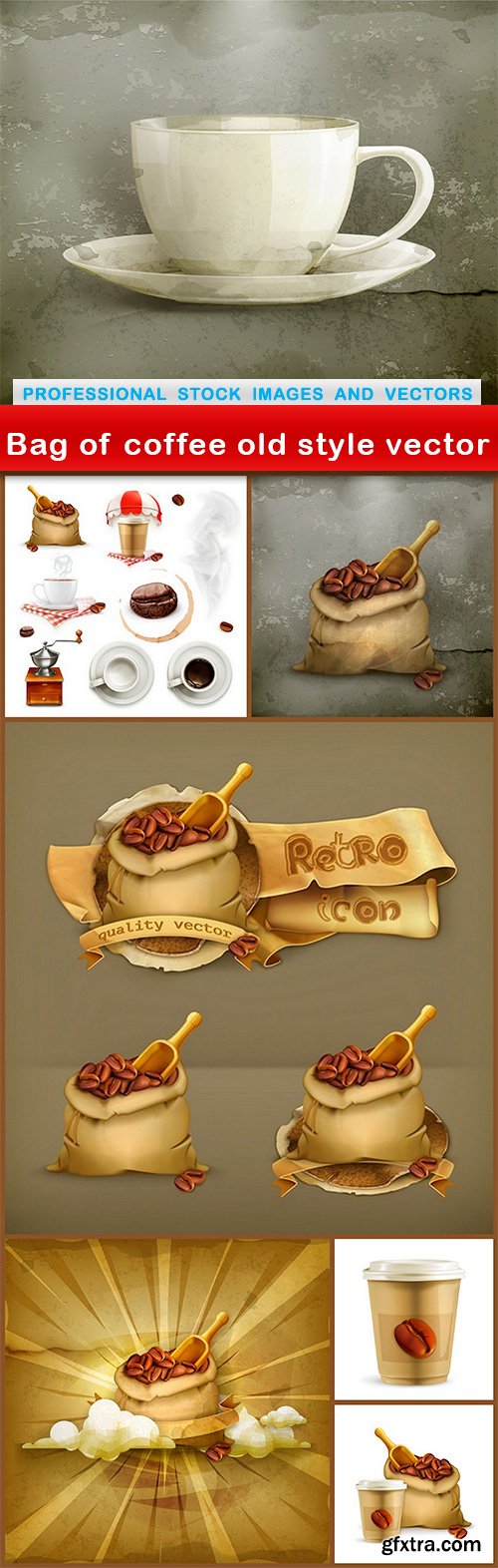 Bag of coffee old style vector - 7 EPS