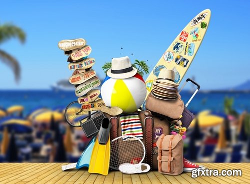 Collection of travel vacation holiday suitcase for a plane ticket tourism tourist 25 HQ Jpeg