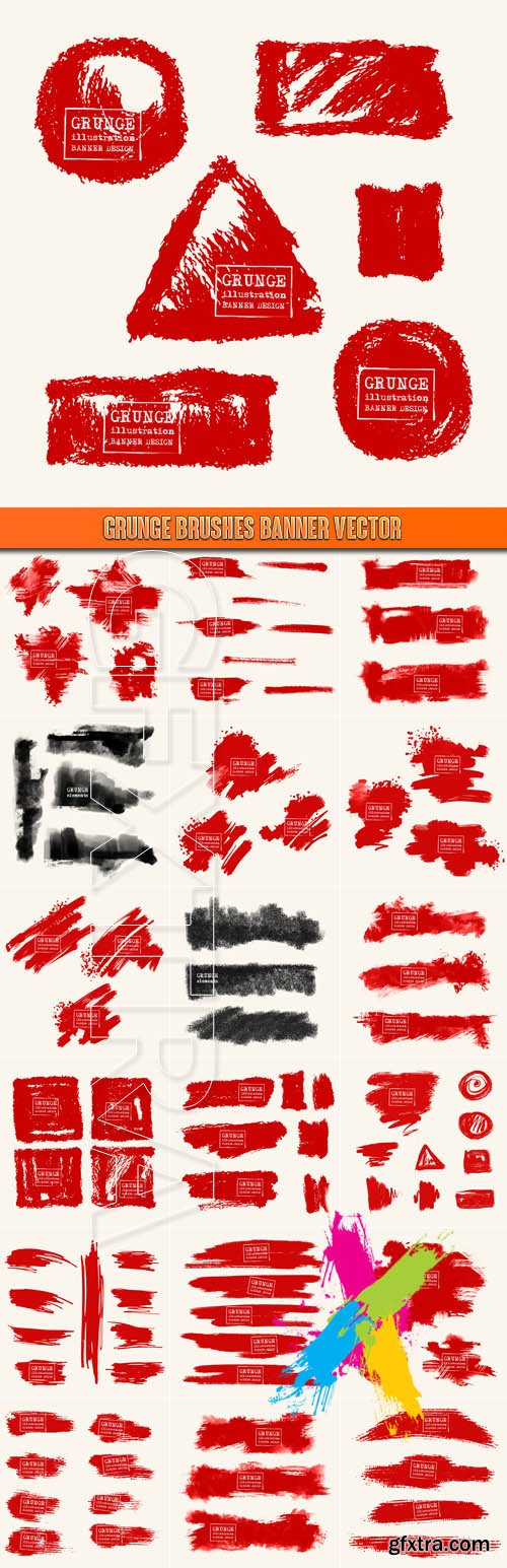 Grunge brushes banner vector