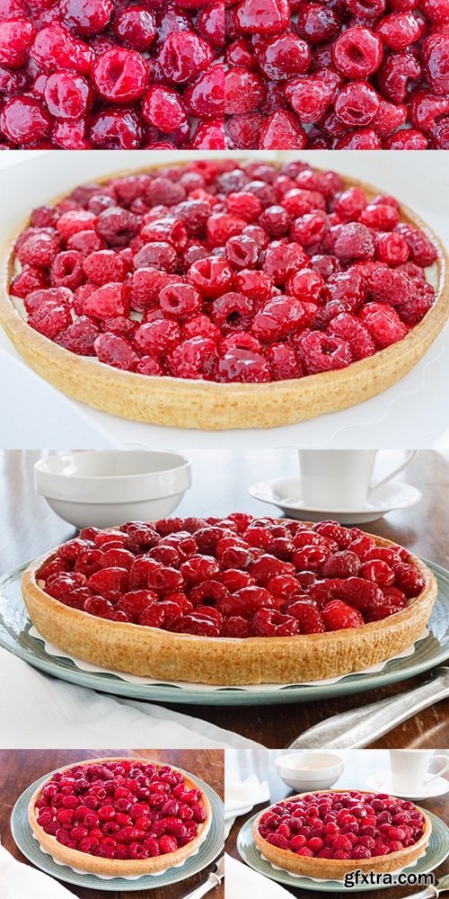 Bokeh background of raspberries with jelly. pink, red background