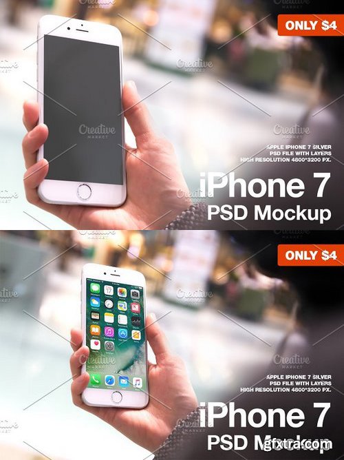 CM - iPhone 7 Silver PSD Mockup 957066