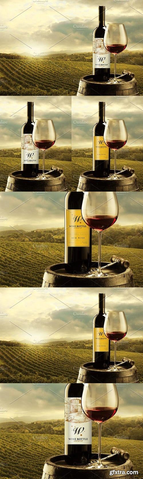 CM - Wine Bottle Label Packaging Mockup 957063