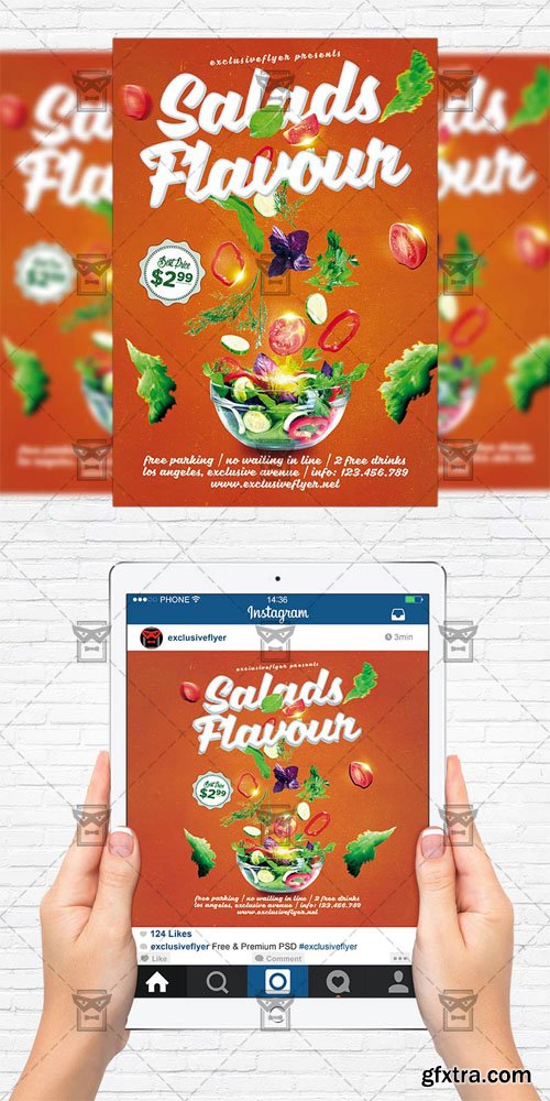 Salads Flavour - Flyer Template + Instagram Size Flyer