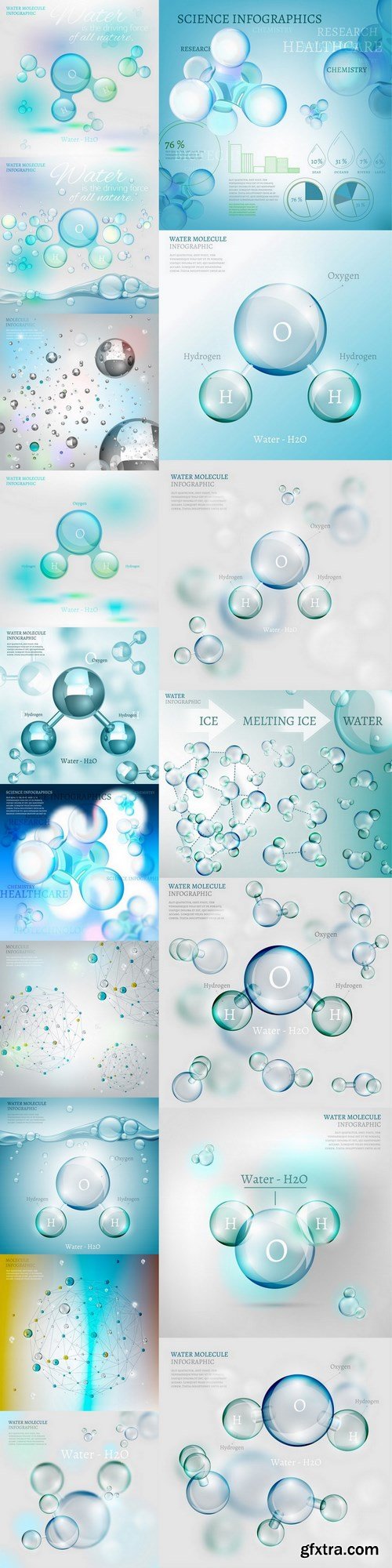 Water molecule - 17 EPS Vector Stock