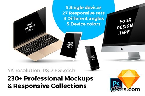 CreativeMarket 230+ Mockups for Photoshop & Sketch 1260813