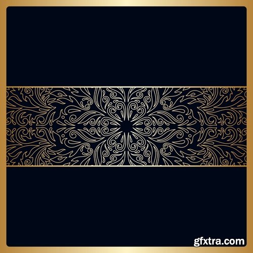 Collection of calligraphic decoration ethnic frame border panel pattern background is cover 25 EPS