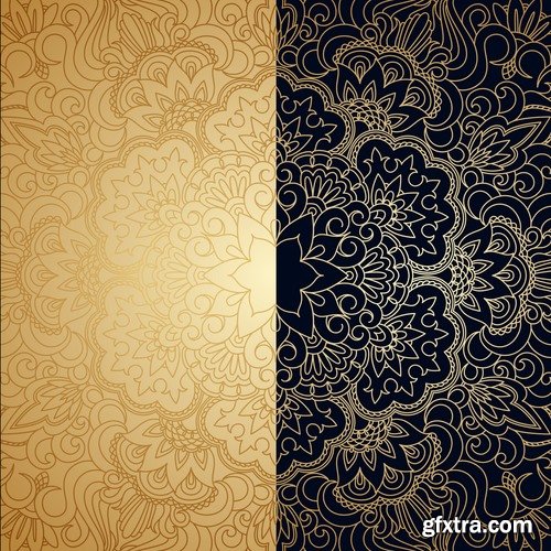 Collection of calligraphic decoration ethnic frame border panel pattern background is cover 25 EPS