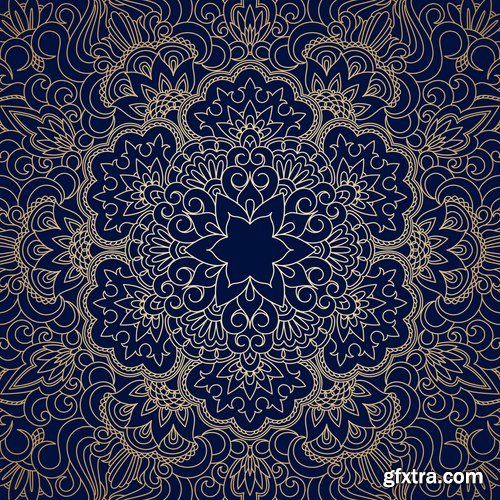 Collection of calligraphic decoration ethnic frame border panel pattern background is cover 25 EPS