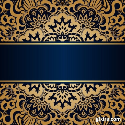 Collection of calligraphic decoration ethnic frame border panel pattern background is cover 25 EPS