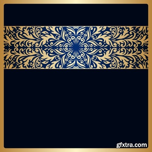 Collection of calligraphic decoration ethnic frame border panel pattern background is cover 25 EPS