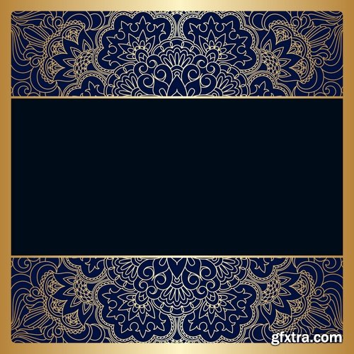 Collection of calligraphic decoration ethnic frame border panel pattern background is cover 25 EPS