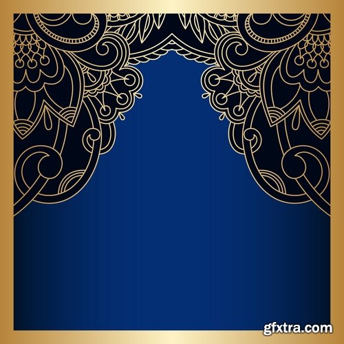 Collection of calligraphic decoration ethnic frame border panel pattern background is cover 25 EPS