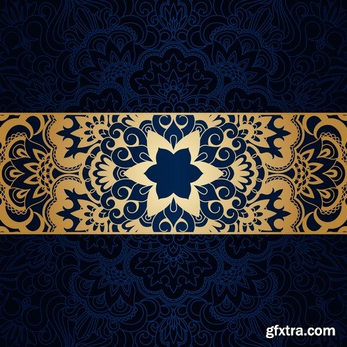 Collection of calligraphic decoration ethnic frame border panel pattern background is cover 25 EPS