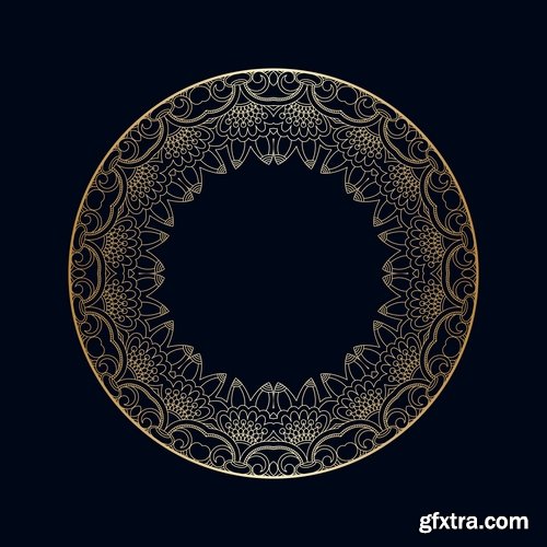 Collection of calligraphic decoration ethnic frame border panel pattern background is cover 25 EPS