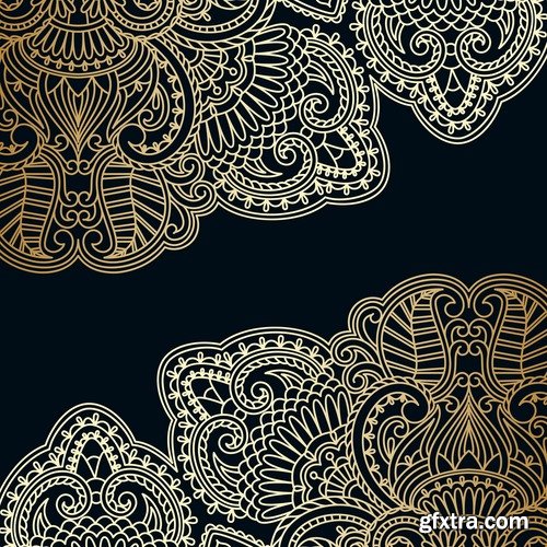 Collection of calligraphic decoration ethnic frame border panel pattern background is cover 25 EPS