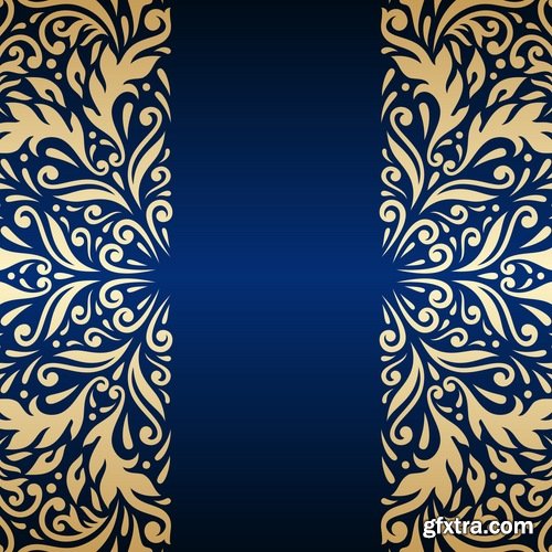 Collection of calligraphic decoration ethnic frame border panel pattern background is cover 25 EPS