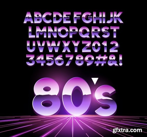 Collection of retro disco banner flyer invitation 80 years 16 EPS