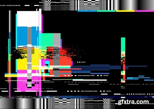 Collection of abstract background is a broken TV screen saver no signal 11 EPS